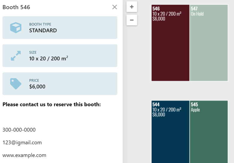 Booth window with "description" in box adjacent to booth description window